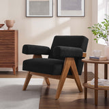 Sable Boucle Fabric Armchair in Black