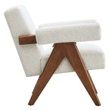 Sable Boucle Fabric Armchair in Ivory