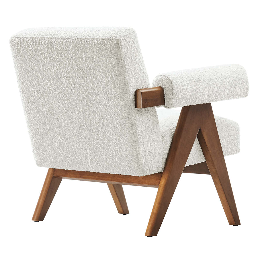 Sable Boucle Fabric Armchair in Ivory