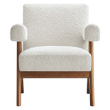 Sable Boucle Fabric Armchair in Ivory