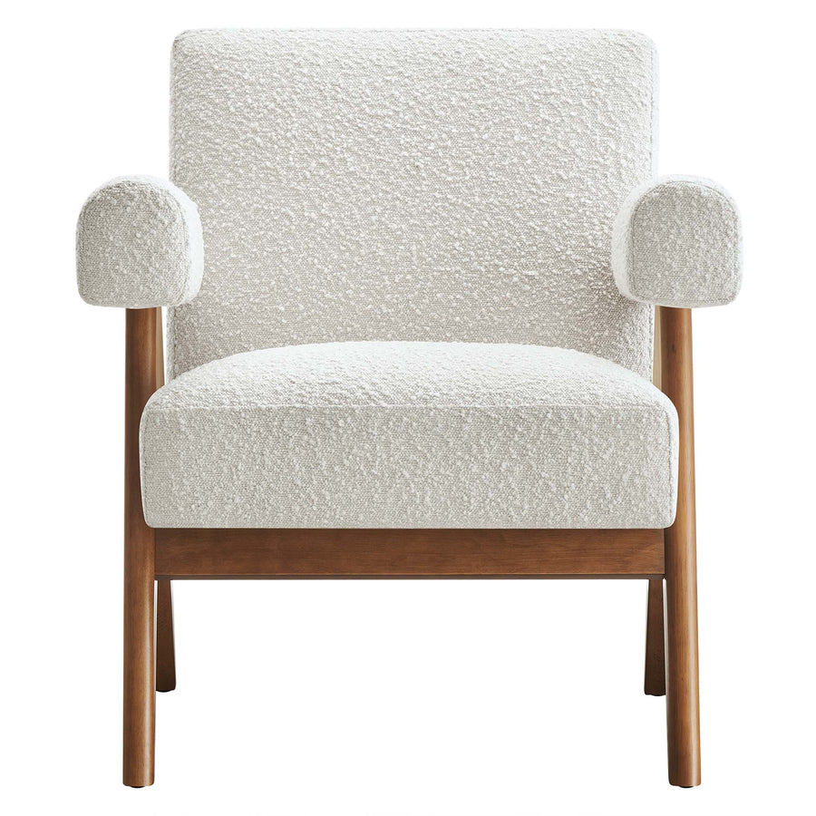 Sable Boucle Fabric Armchair in Ivory