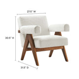 Sable Boucle Fabric Armchair in Ivory