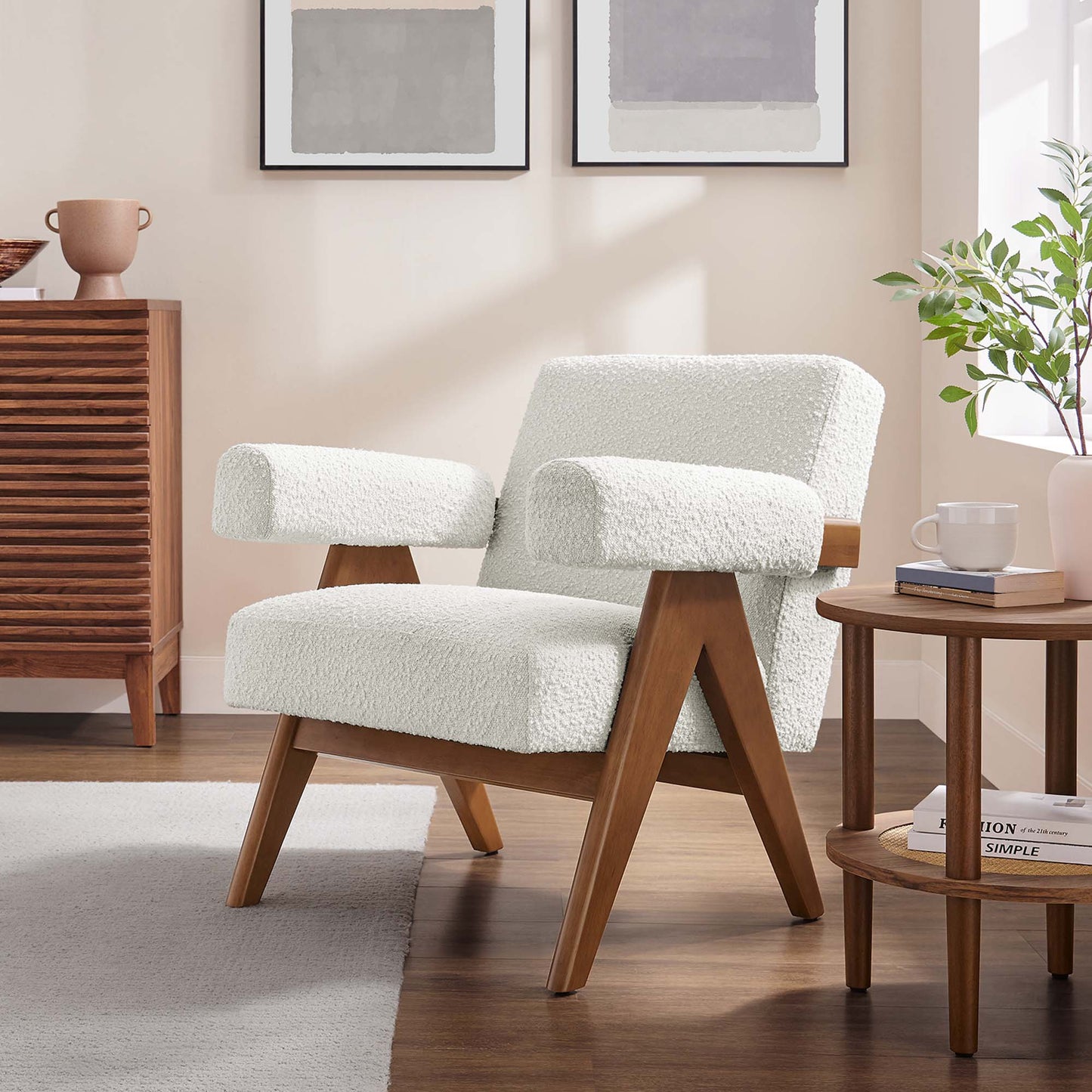 Lyra Boucle Fabric Armchair by Furniture For America
