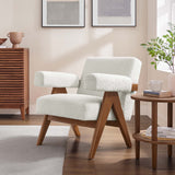 Sable Boucle Fabric Armchair in Ivory