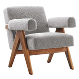 Sable Boucle Fabric Armchair in Light Gray