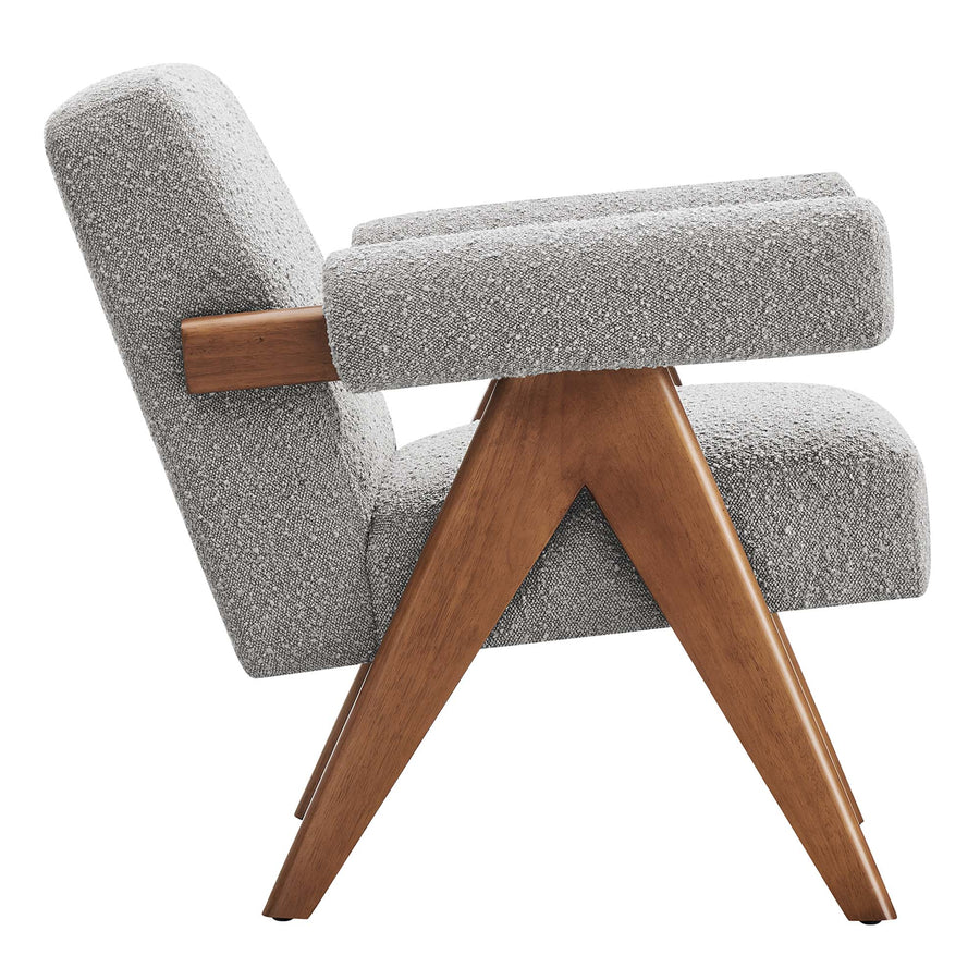 Sable Boucle Fabric Armchair in Light Gray
