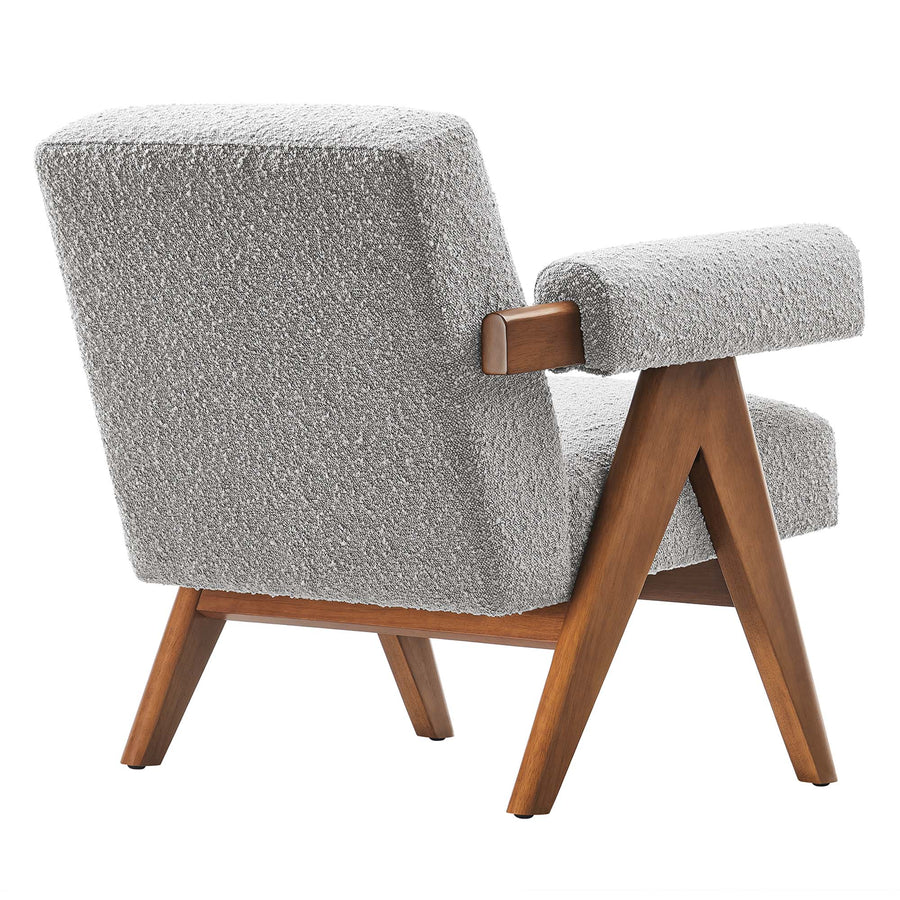 Sable Boucle Fabric Armchair in Light Gray