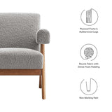 Sable Boucle Fabric Armchair in Light Gray