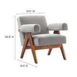 Sable Boucle Fabric Armchair in Light Gray