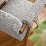 Sable Boucle Fabric Armchair in Light Gray