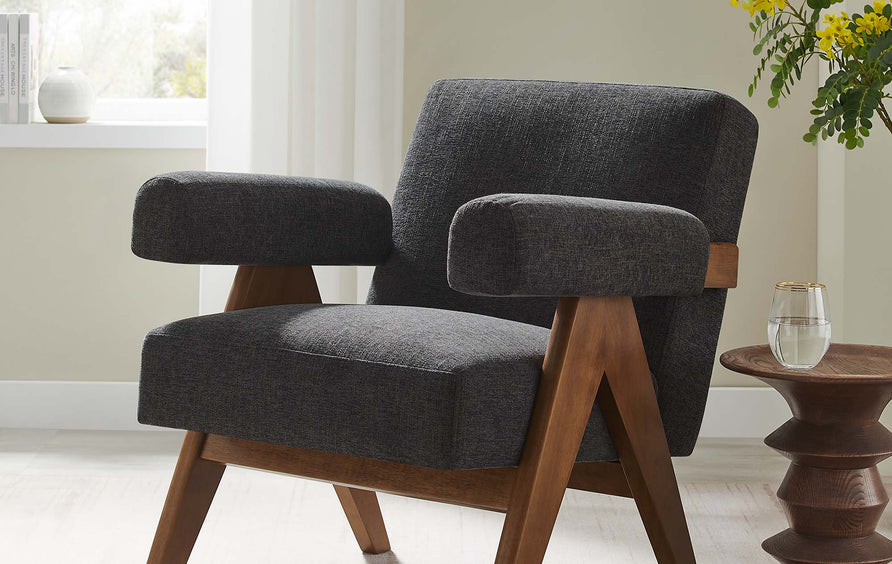 Sable Fabric Armchair in Dark Gray Fabric