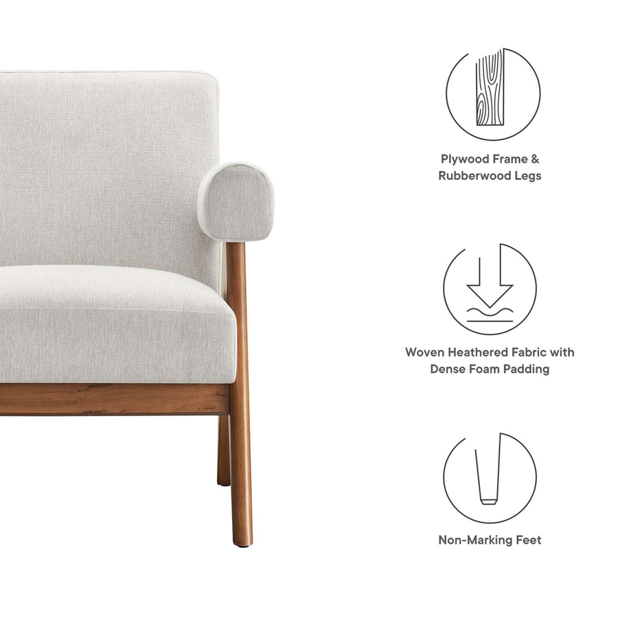 Sable Fabric Armchair in Ivory Fabric