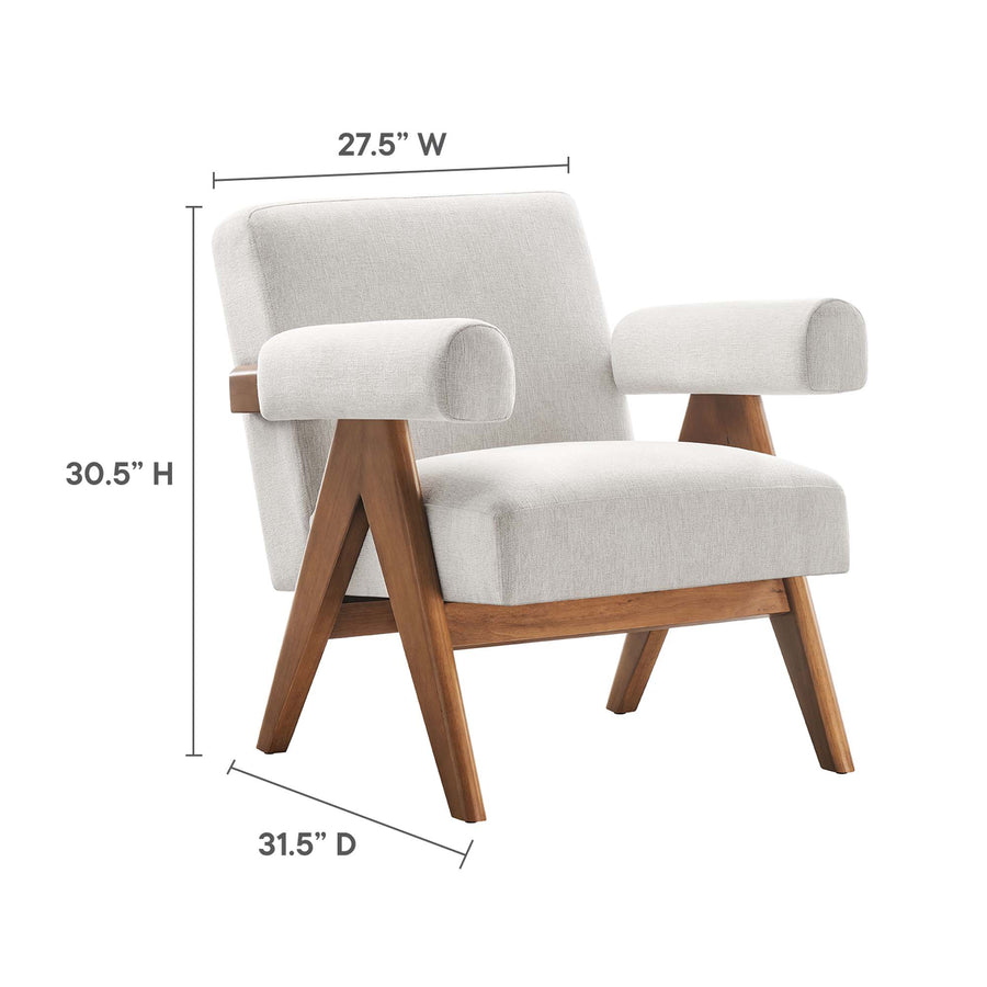 Sable Fabric Armchair in Ivory Fabric
