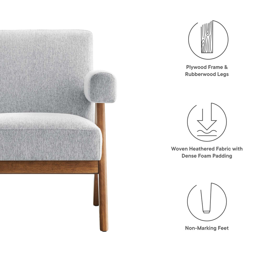 Sable Fabric Armchair in Light Gray Fabric