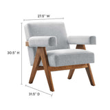 Sable Fabric Armchair in Light Gray Fabric