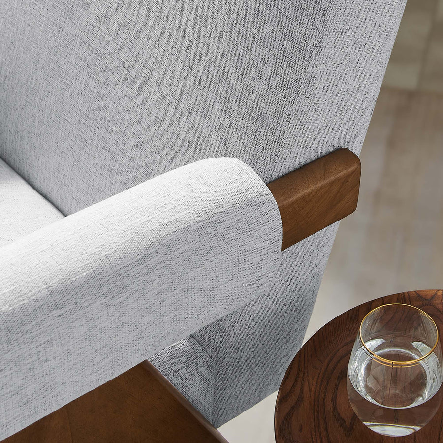 Sable Fabric Armchair in Light Gray Fabric