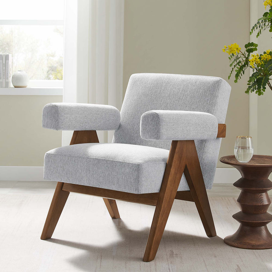 Sable Fabric Armchair in Light Gray Fabric