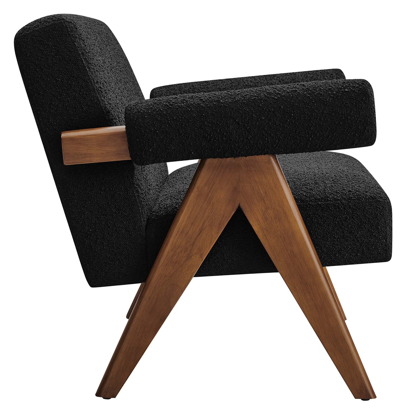 Sable Boucle Fabric Loveseat in Black