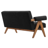 Sable Boucle Fabric Loveseat in Black