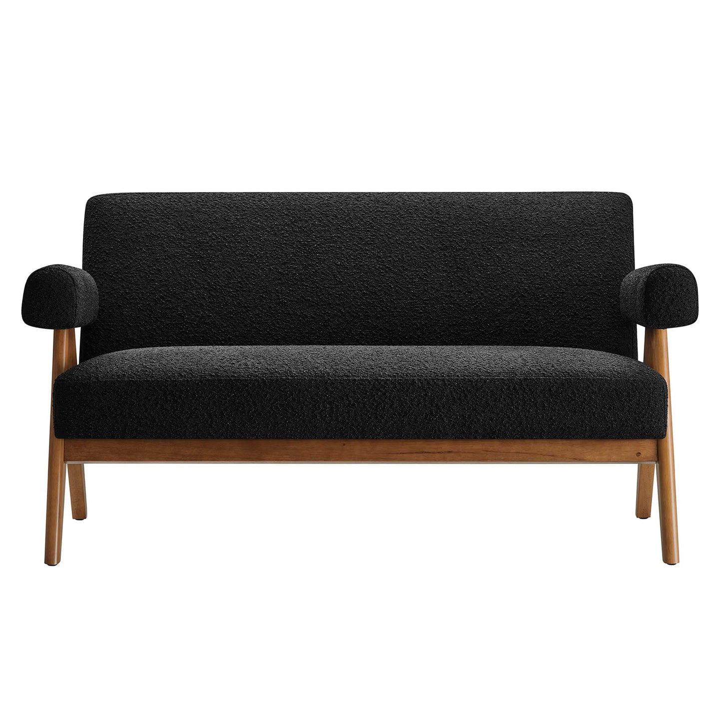 Sable Boucle Fabric Loveseat in Black