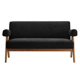 Sable Boucle Fabric Loveseat in Black