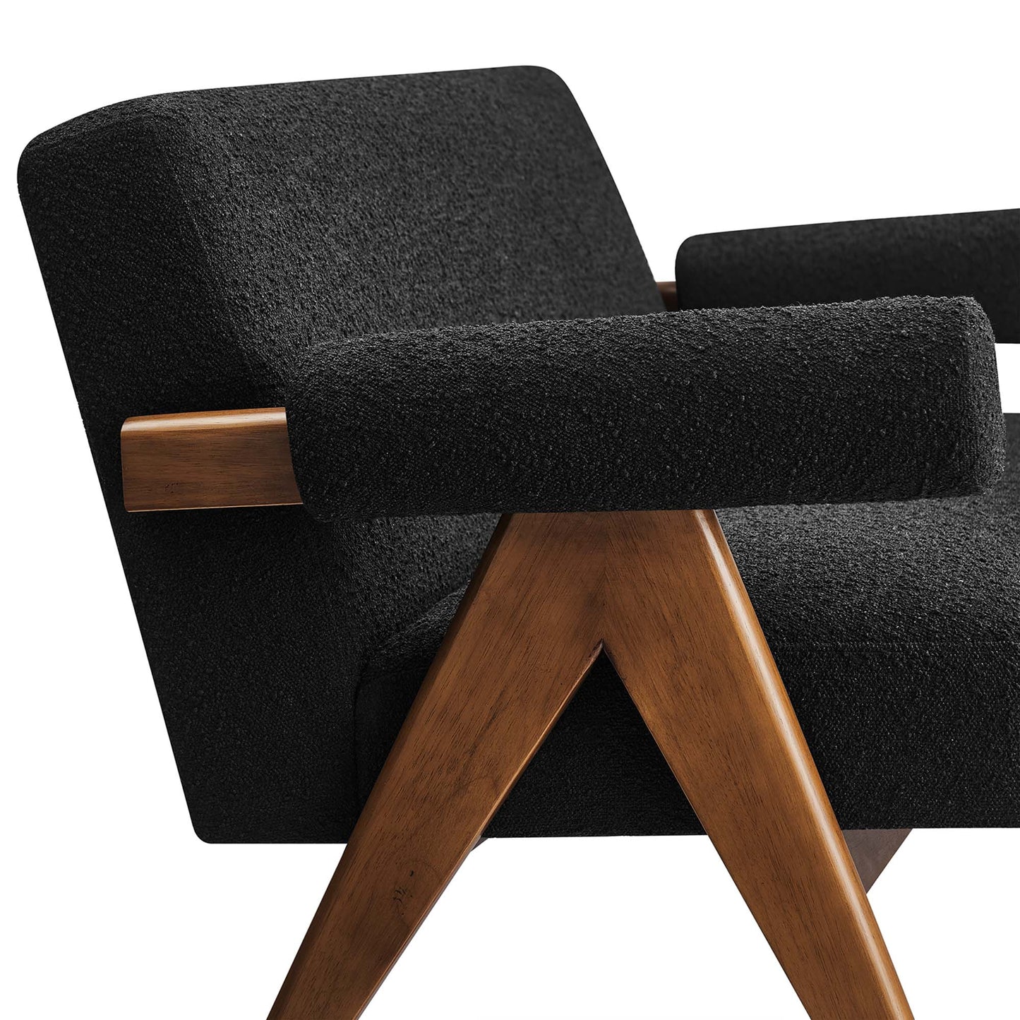 Sable Boucle Fabric Loveseat in Black
