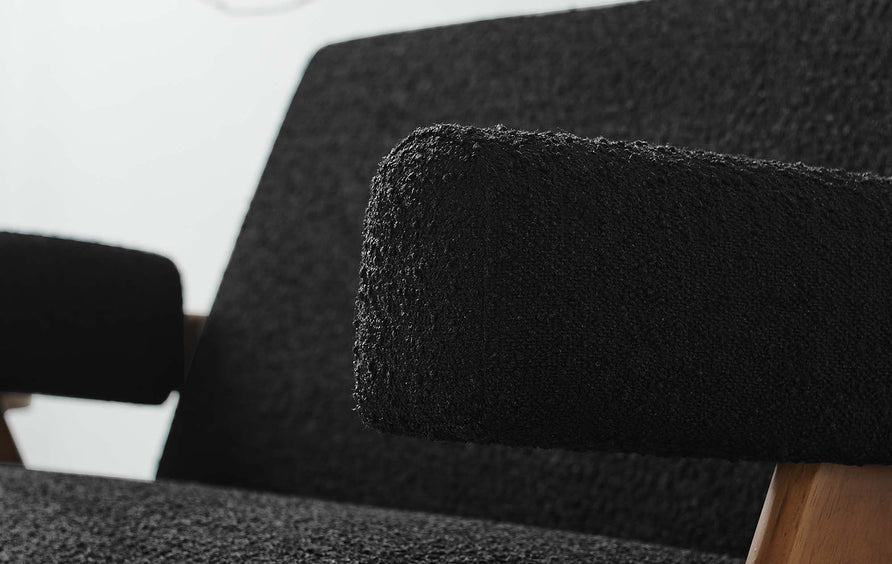 Sable Boucle Fabric Loveseat in Black