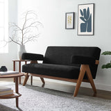 Sable Boucle Fabric Loveseat in Black