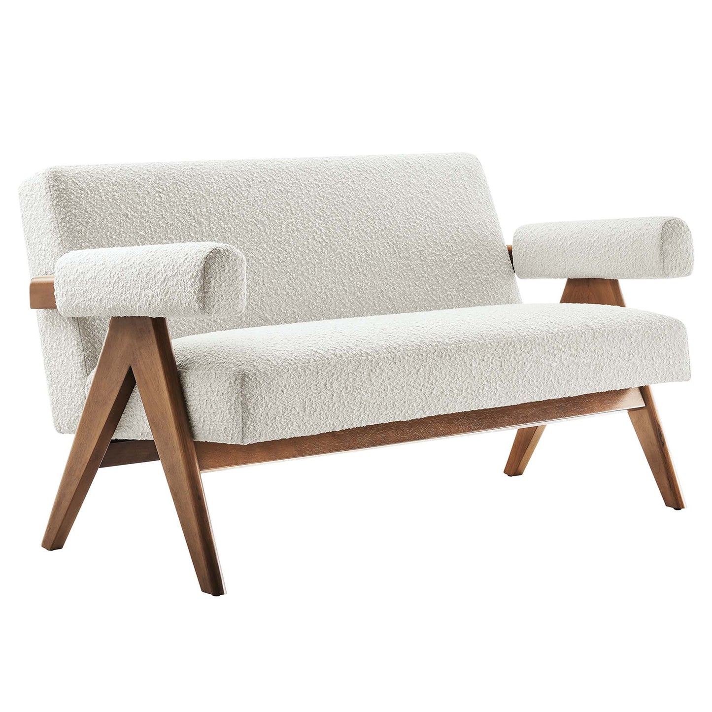 Sable Boucle Fabric Loveseat in Ivory
