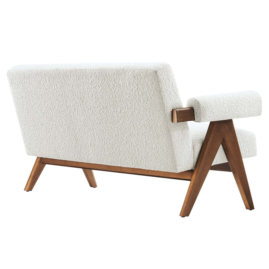 Sable Boucle Fabric Loveseat in Ivory