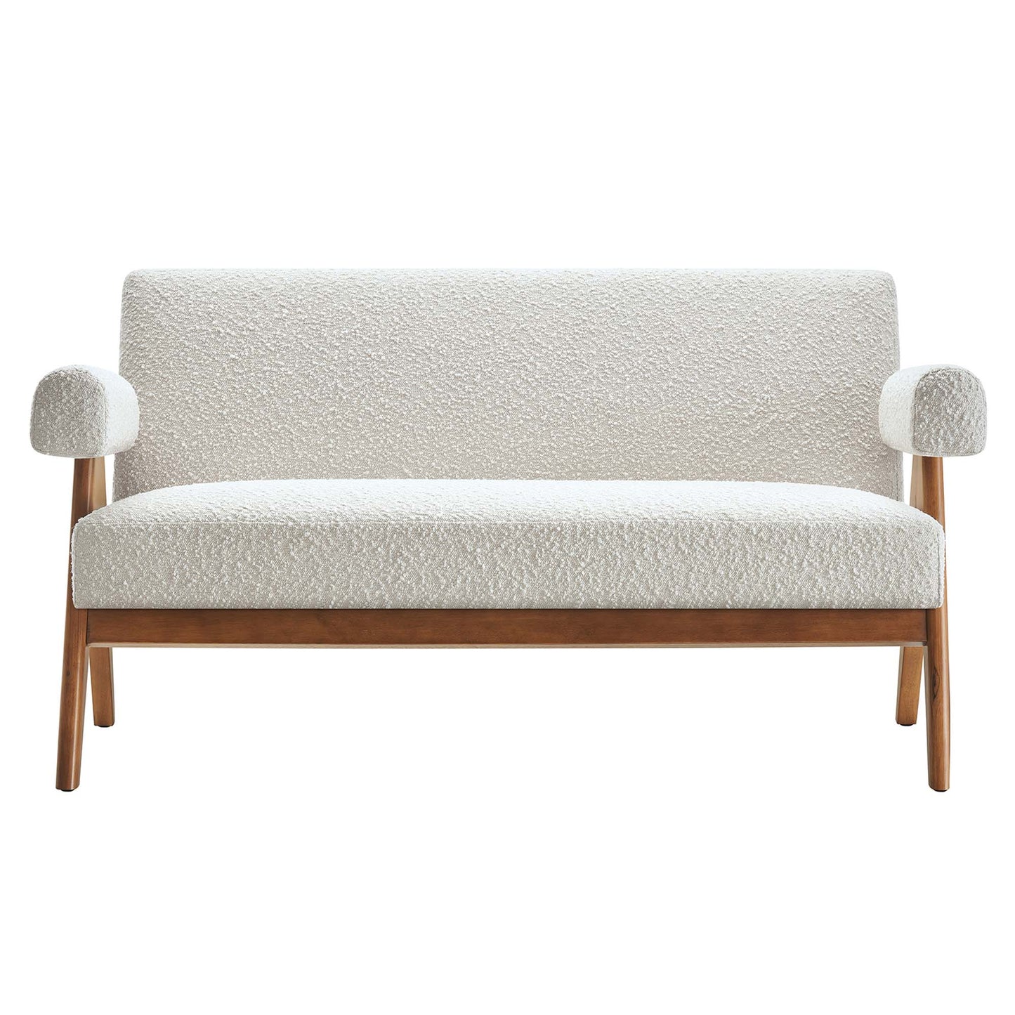 Sable Boucle Fabric Loveseat in Ivory