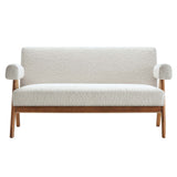 Sable Boucle Fabric Loveseat in Ivory