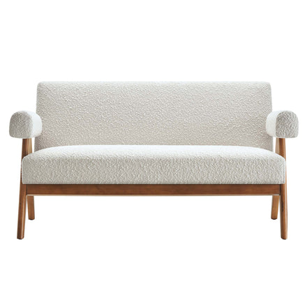 Lyra Boucle Fabric Loveseat in Ivory