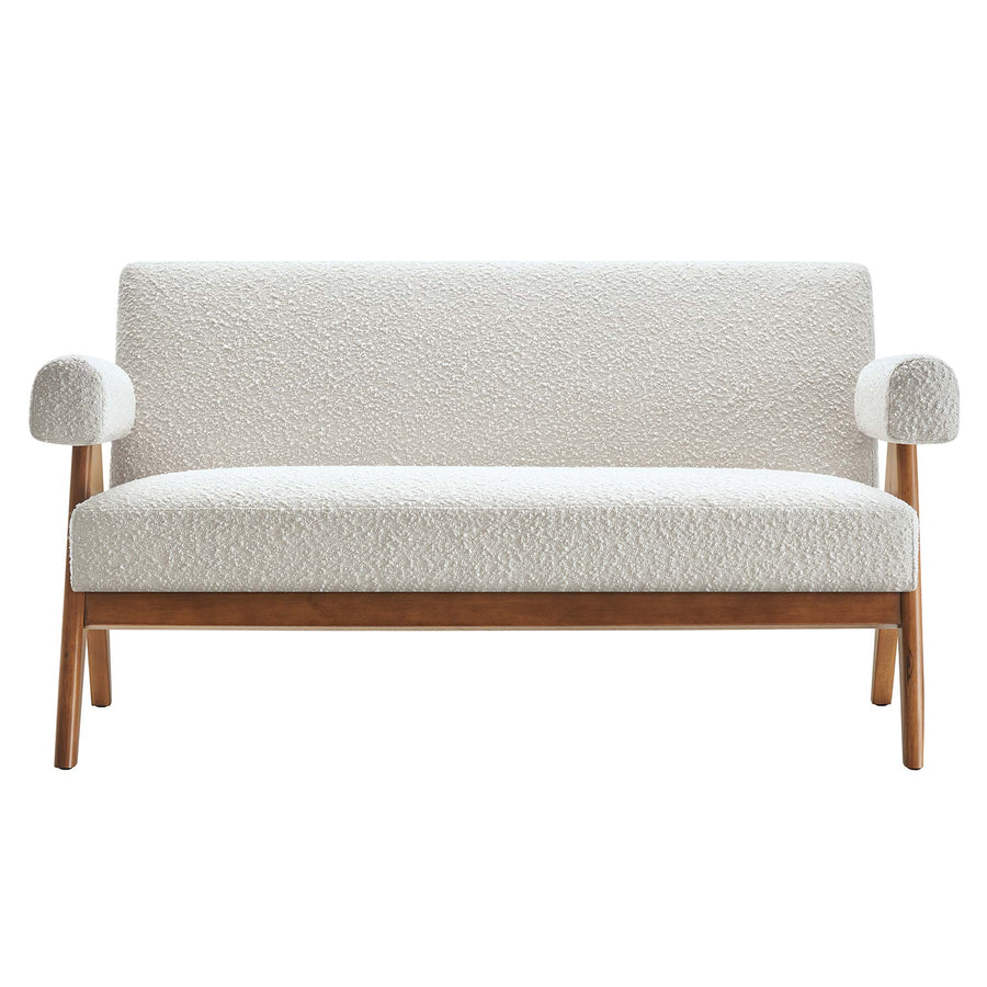 Sable Boucle Fabric Loveseat in Ivory