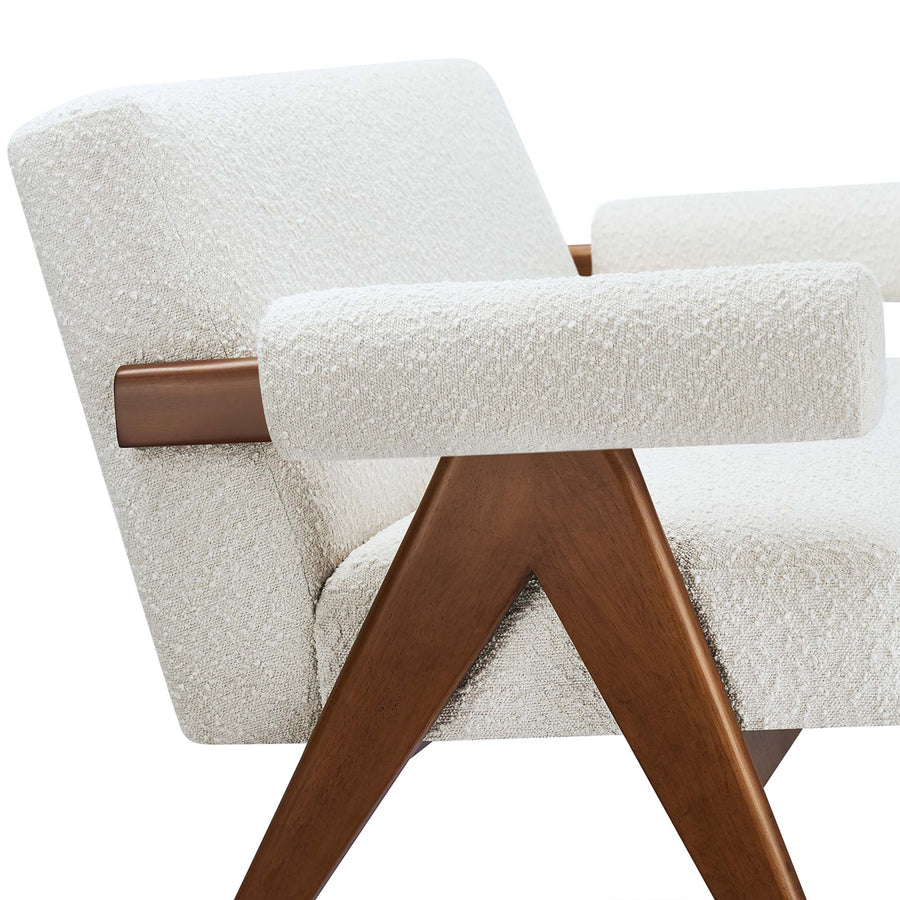 Sable Boucle Fabric Loveseat in Ivory