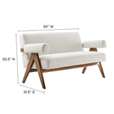 Sable Boucle Fabric Loveseat in Ivory