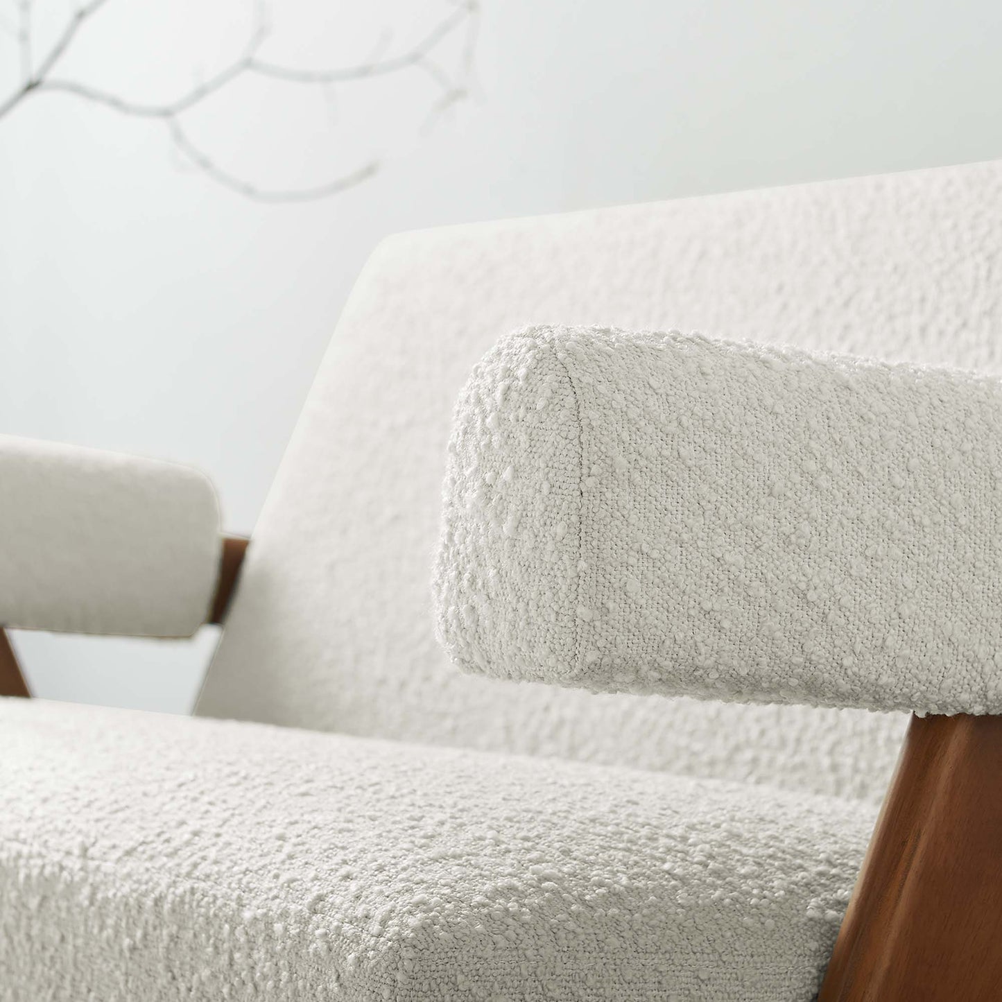 Sable Boucle Fabric Loveseat in Ivory