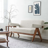Sable Boucle Fabric Loveseat in Ivory