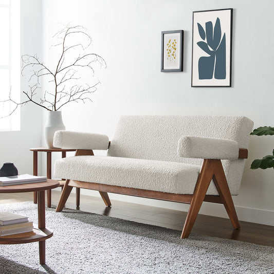 Lyra Boucle Fabric Loveseat by Furniture for America