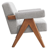 Sable Boucle Fabric Loveseat in Light Gray