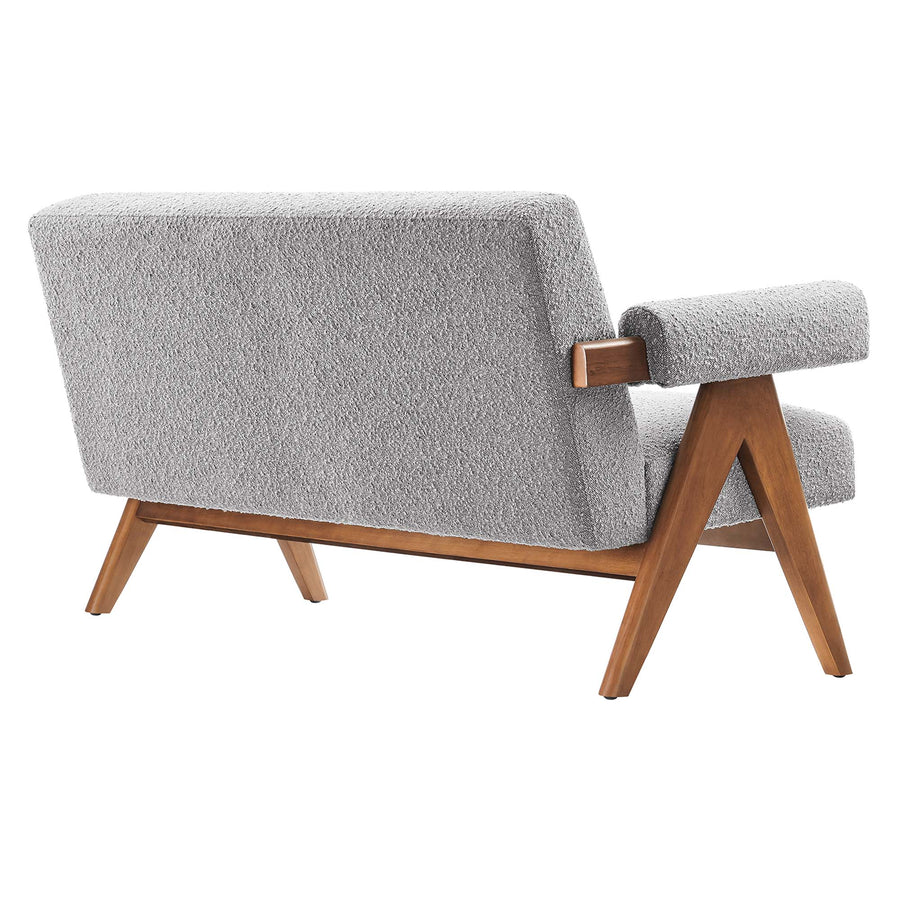 Sable Boucle Fabric Loveseat in Light Gray