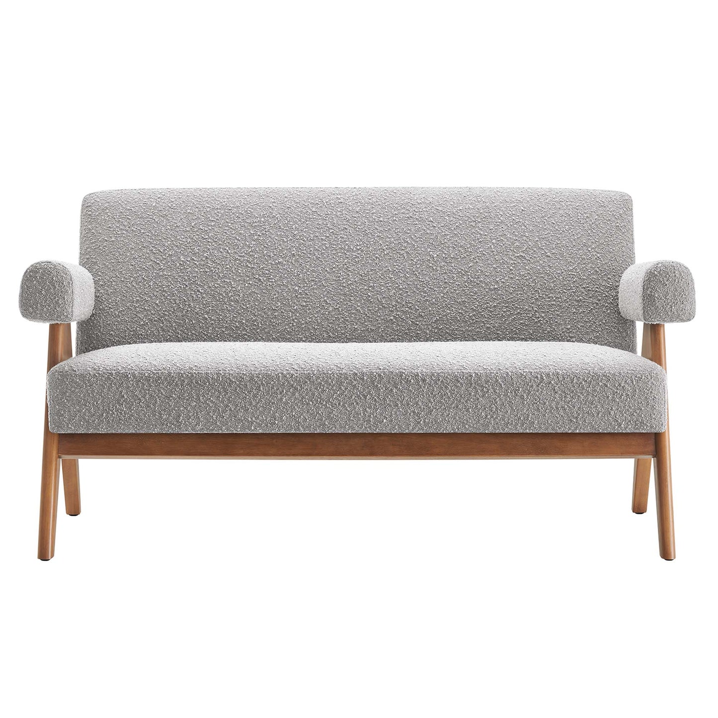 Sable Boucle Fabric Loveseat in Light Gray