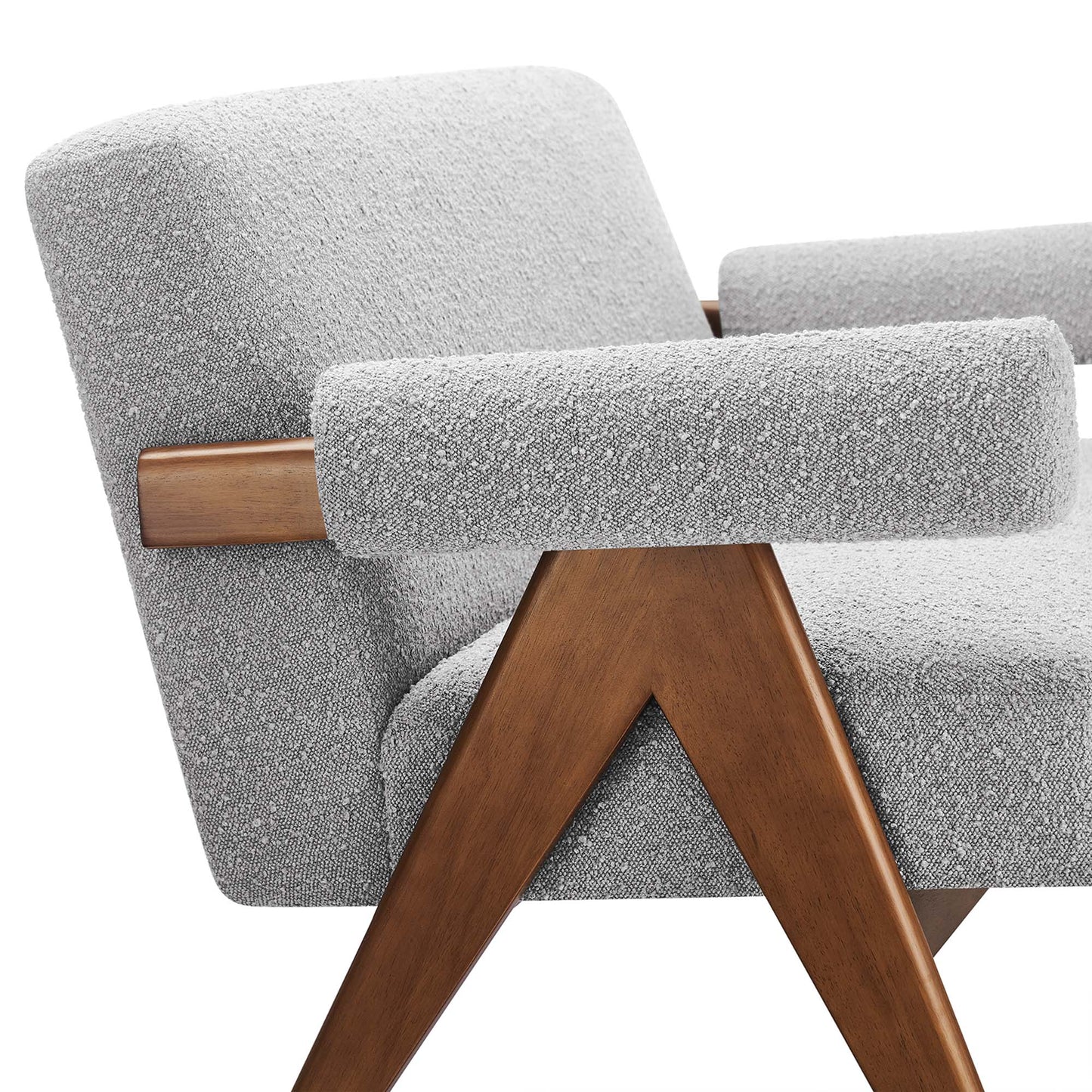 Sable Boucle Fabric Loveseat in Light Gray
