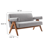 Sable Boucle Fabric Loveseat in Light Gray