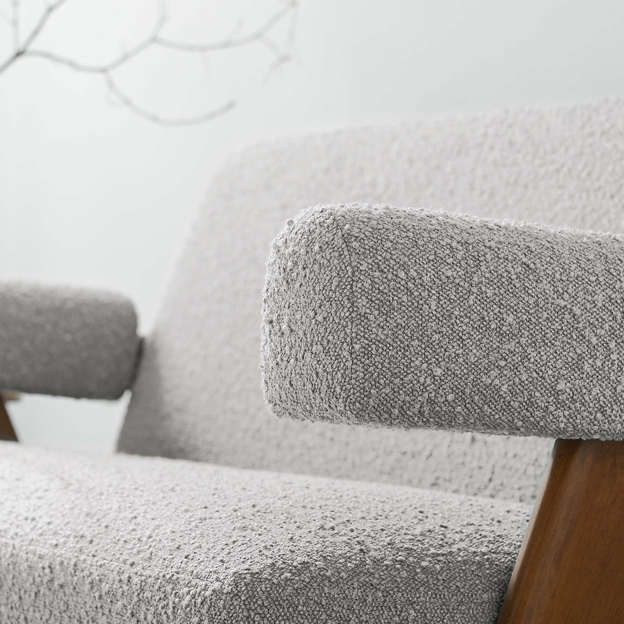 Sable Boucle Fabric Loveseat in Light Gray
