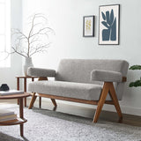 Sable Boucle Fabric Loveseat in Light Gray