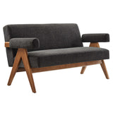 Sable Fabric Loveseat in Dark Gray Fabric