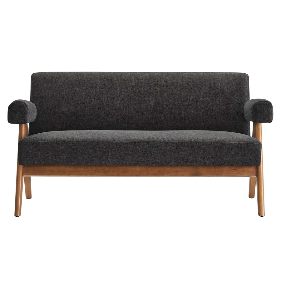 Sable Fabric Loveseat in Dark Gray Fabric