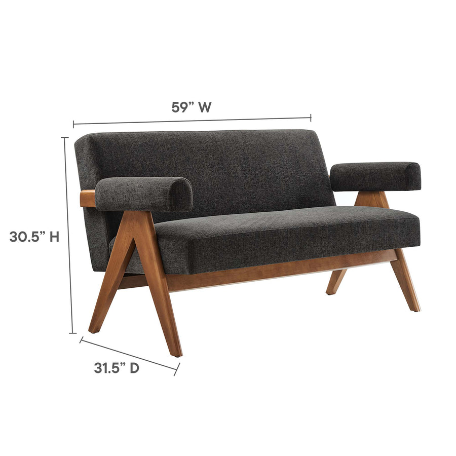 Sable Fabric Loveseat in Dark Gray Fabric