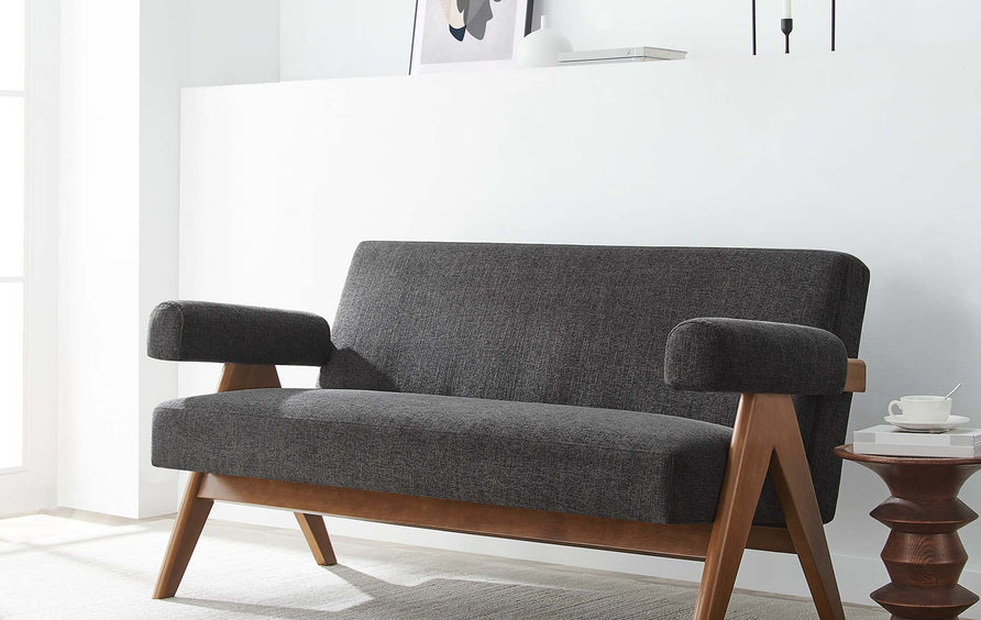 Sable Fabric Loveseat in Dark Gray Fabric